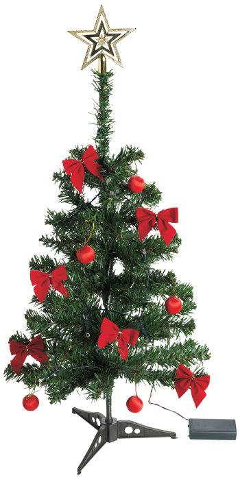 Juletræ plastik H60 cm m/10 LED og pynt